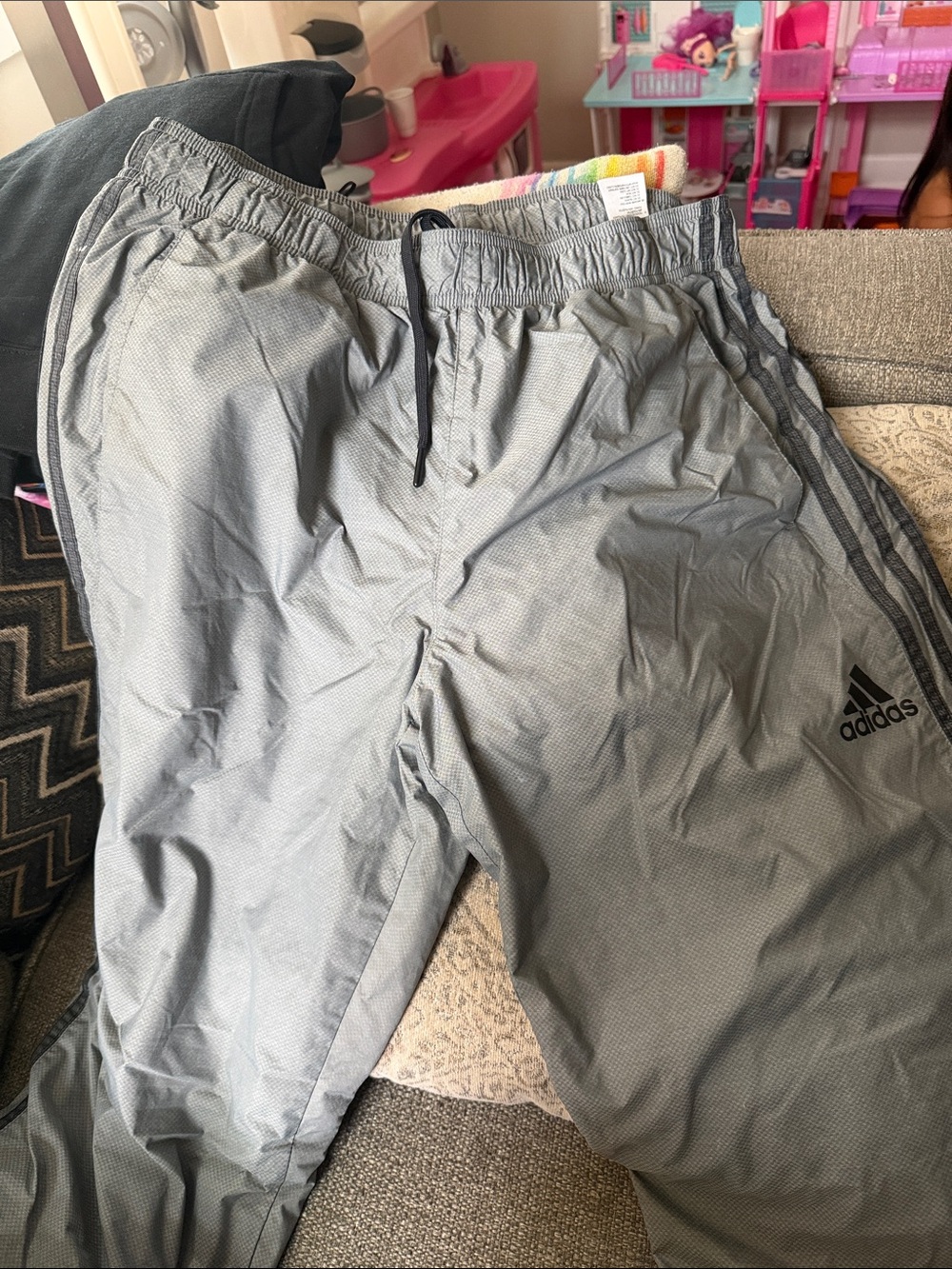 adidas Youth Gray Track Joggers with Black Logo
